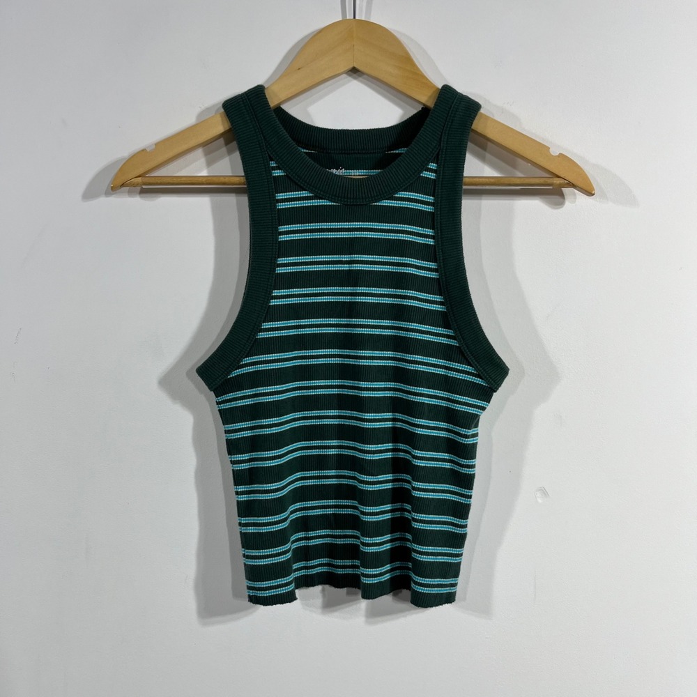 Aerie Granola 90s Ribbed Preppy Fisherman Cropped Tank Top Striped Womens Small
